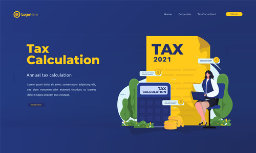 Tax calculation illustrations vector