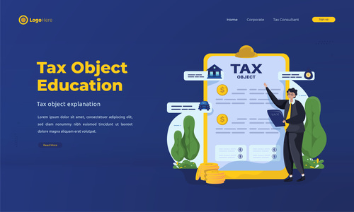 Tax object education illustrations vector