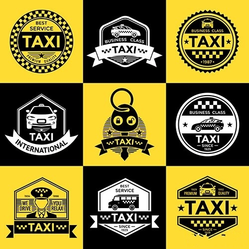 Taxi retro style emblems vector