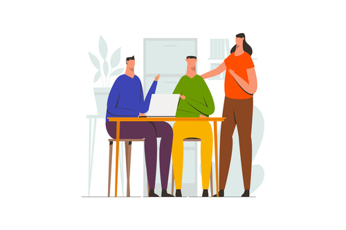 Teamwork meeting discussion illustration vector
