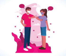 Teenagers greeting in the new normal vector