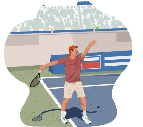 Tennis ball service pose illustration vector