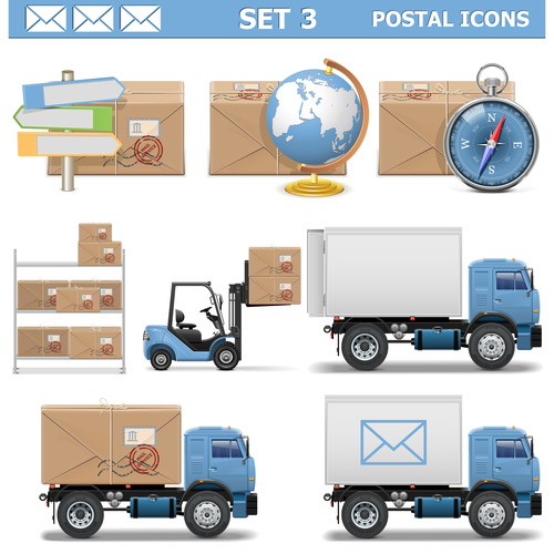 Timely delivery of postal icons vector