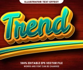 Trend 3d editable text style effect vector