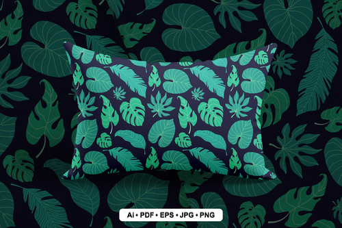 Tropical leaf seamless pattern vector
