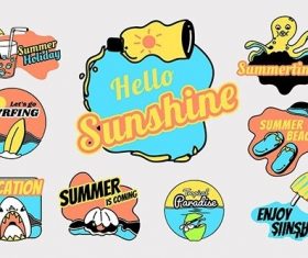 Tropical summer badge collection vector