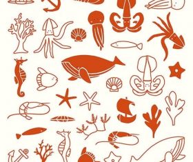 Underwater animal collection vector
