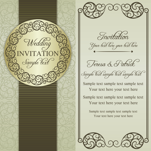 Unique wedding vector invitation card