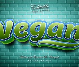 Vegan 3d effect text design vector