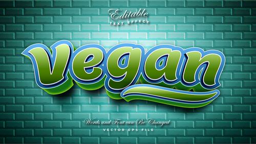 Vegan 3d effect text design vector