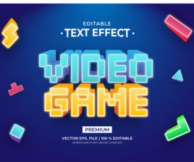 Video game text effect editable vector