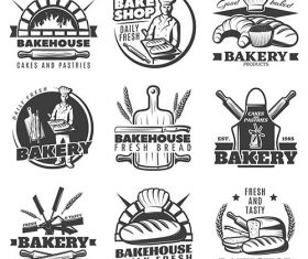 Vintage bakery emblems set vector