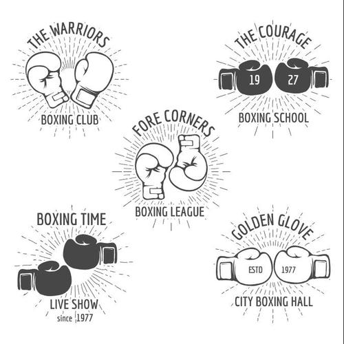 Vintage boxing logo set vector