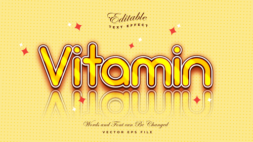 Vitamin font 3d editable font text effect vector