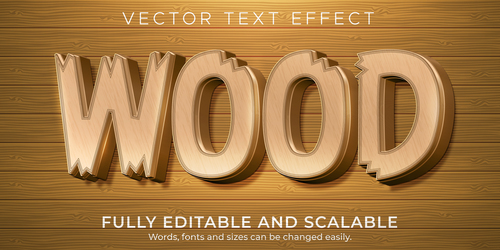WOOD editable text style effect vector
