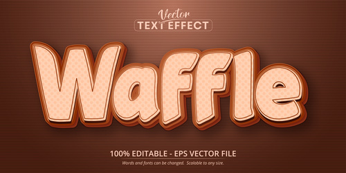 Waffle font 3d editable text style effect vector