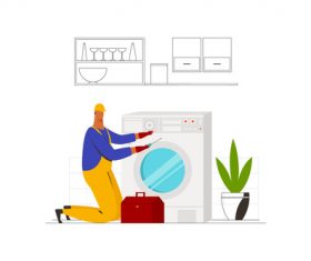 Washing machine technician vector