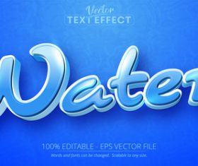 Water editable text effect vector