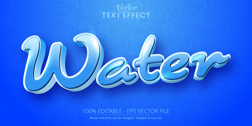 Water editable text effect vector