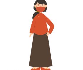Wearing mask chinese woman vector
