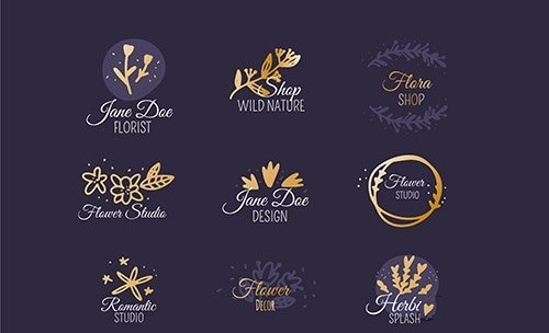 Wedding florist logo templates collection vector