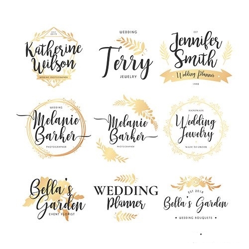 Wedding logo collection vector