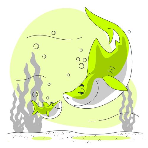 Whale baby and mother illustration vector