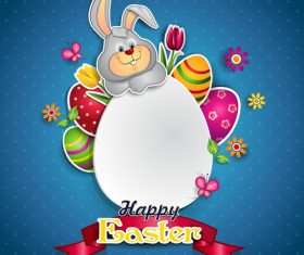 White egg and bunny vector