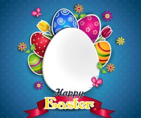 White egg and colors vector