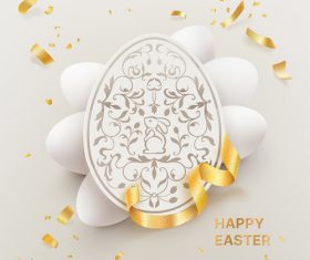 White paper cut easter egg vector