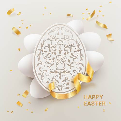 White paper cut easter egg vector