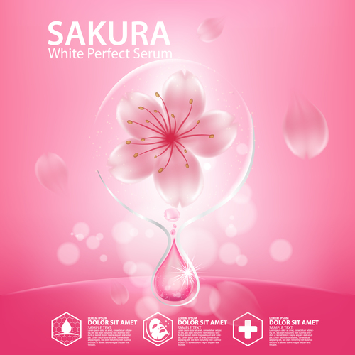 White sakura perfect serum vector