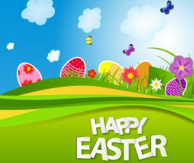 Wish you happy easter greeting card vector