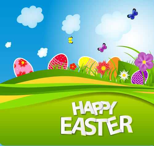 Wish you happy easter greeting card vector