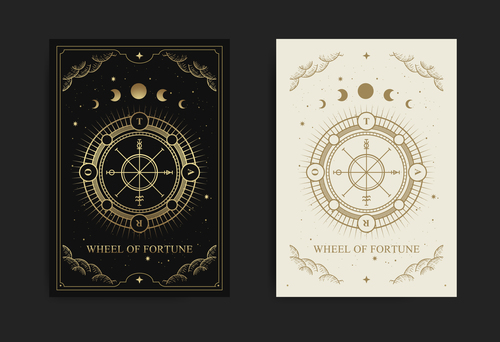 Wof tarot esoteric boho style design vector