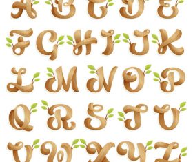 Wood alphabet decoration design vector