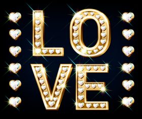Word love 3d editable text style effect vector