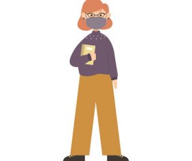 Worker woman wearing mask vector