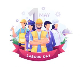 Workers with different occupations celebrate Labor Day on May vector