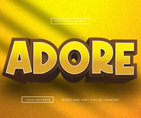 Yellow adore text effect editable vector