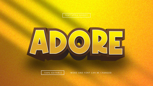 Yellow adore text effect editable vector