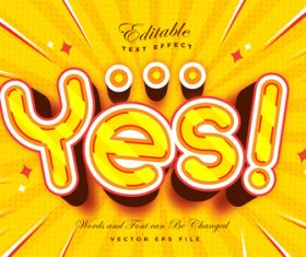 Yes font 3d editable font text effect vector