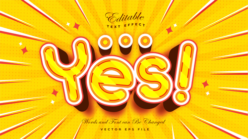 Yes font 3d editable font text effect vector