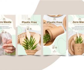 Zero waste and plastic free products design illustration vector