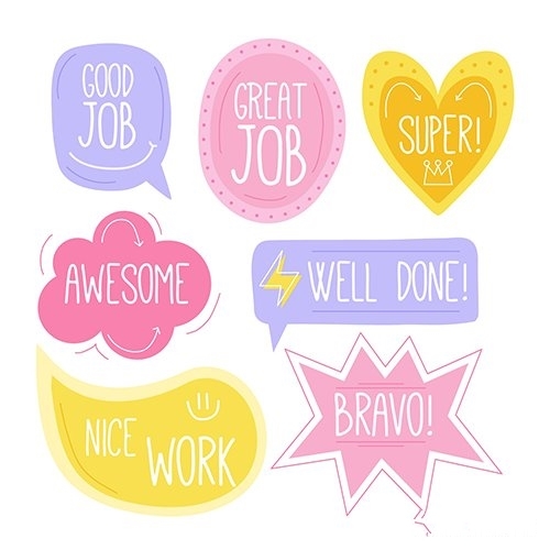 collection of good job and great job stickers vector