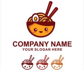 cute noodle logo vector