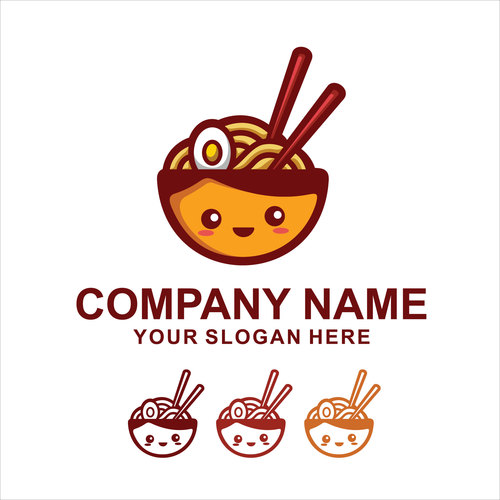 cute noodle logo vector