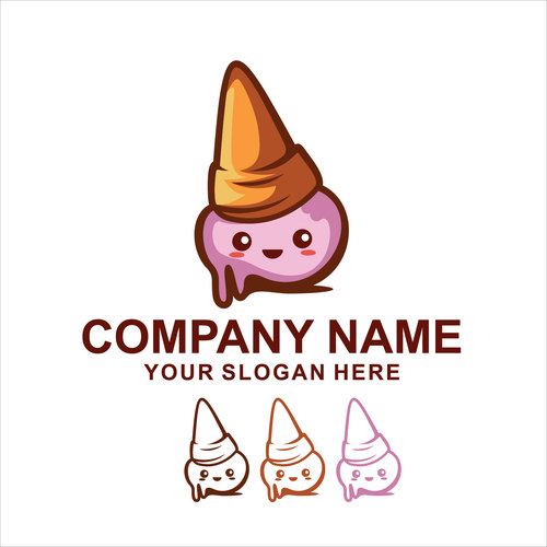 cute ice cream logo vector