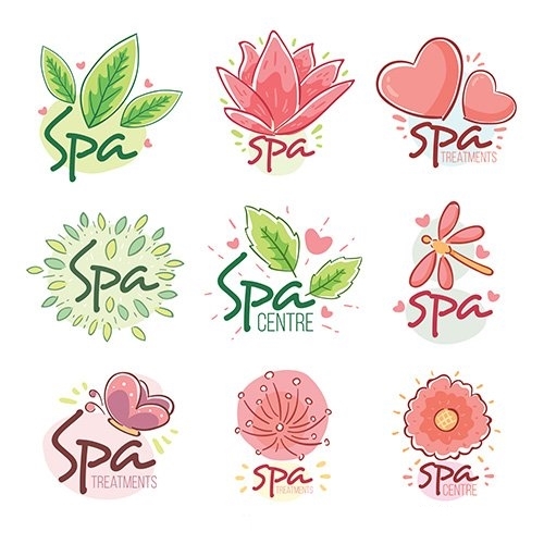 spa center logos flat style vector