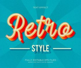 3d retro font editable text style effect vector